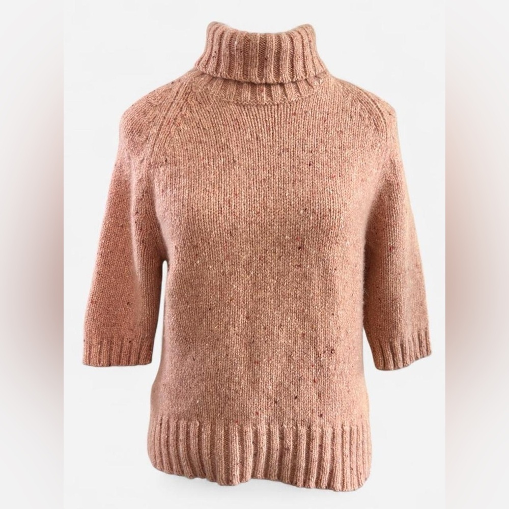 Saks Fifth Avenue Cashmere Collection Short Sleeve Turtleneck Sweater Small